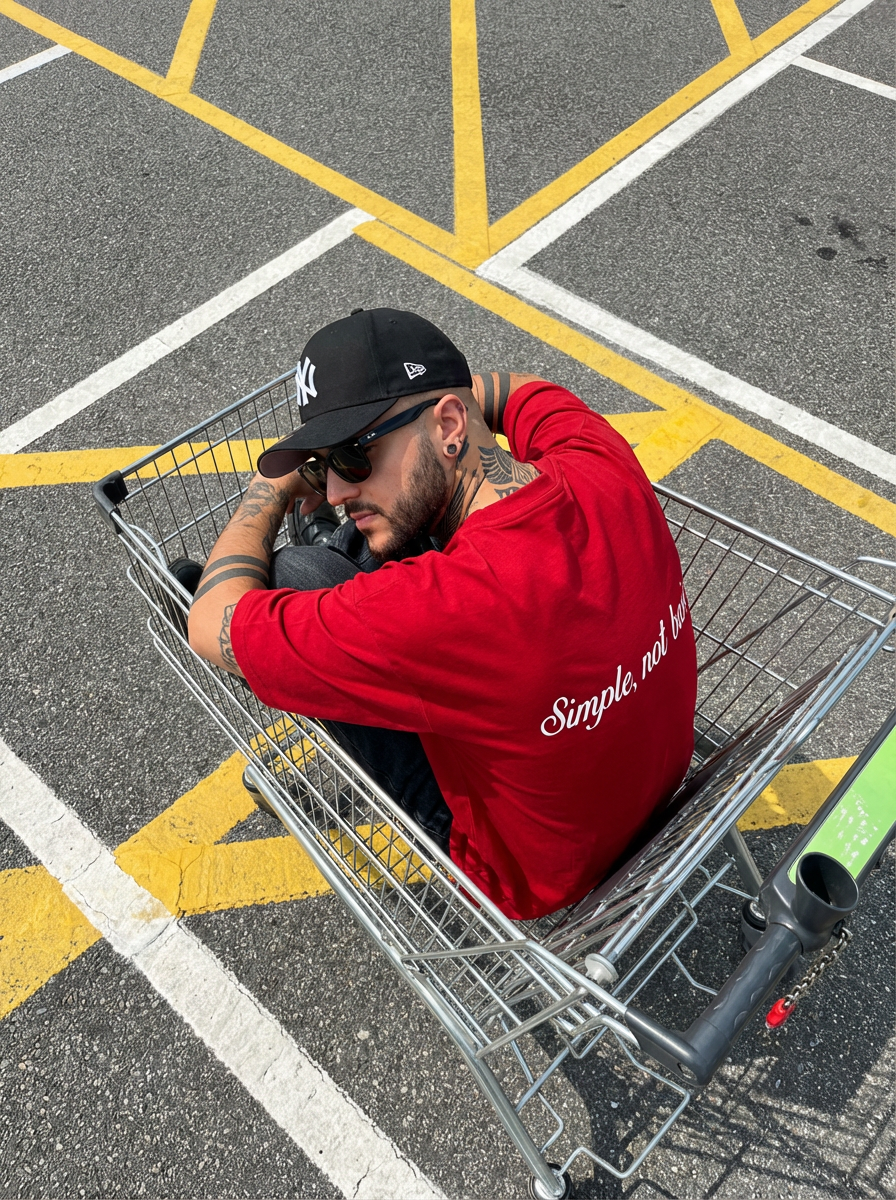 Camiseta oversize "Simple, not basic" Red